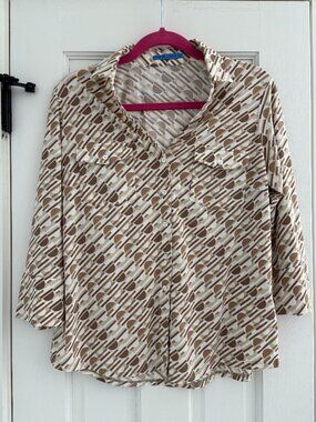 J McLaughlin Geo Print Button Blouse - Large